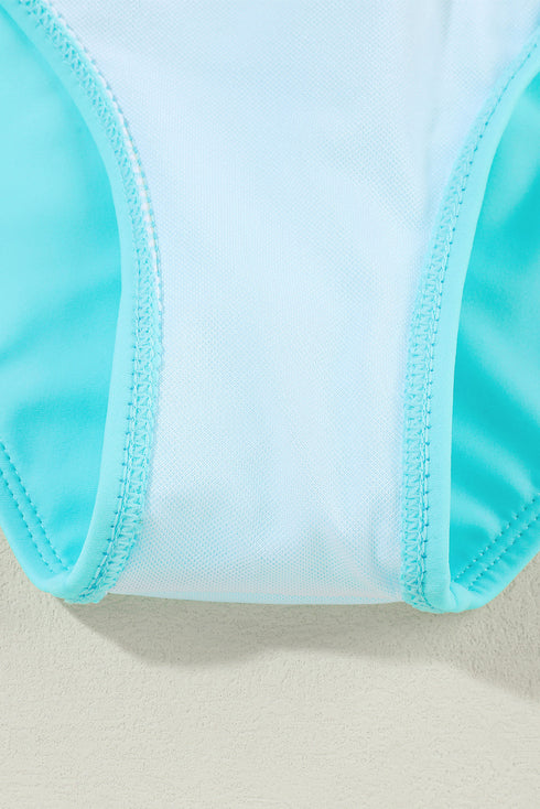 Retro Striped Patchwork High Waisted Spaghetti Strap Bikini Swimsuit Set