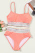 Retro Striped Patchwork High Waisted Spaghetti Strap Bikini Swimsuit Set