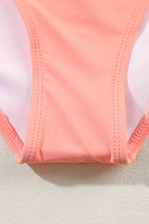 Retro Striped Patchwork High Waisted Spaghetti Strap Bikini Swimsuit Set