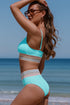 Retro Striped Patchwork High Waisted Spaghetti Strap Bikini Swimsuit Set