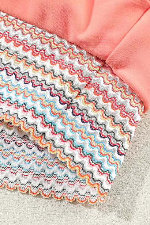 Retro Striped Patchwork High Waisted Spaghetti Strap Bikini Swimsuit Set