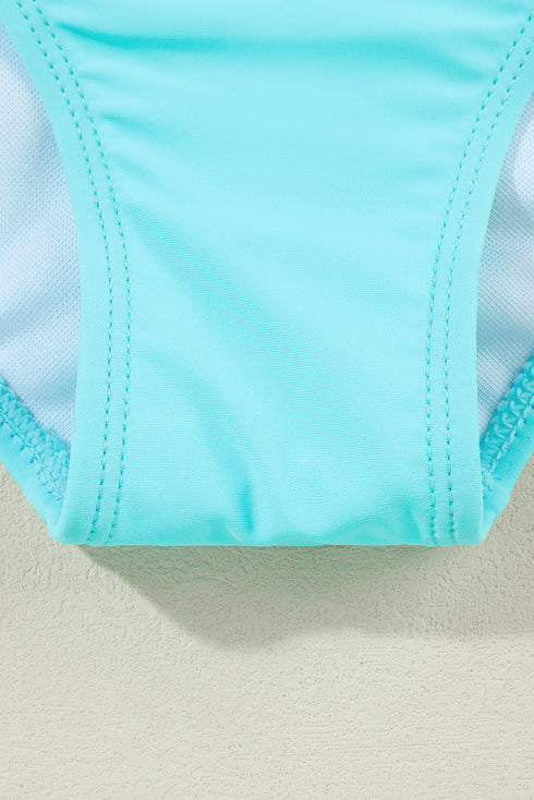 Retro Striped Patchwork High Waisted Spaghetti Strap Bikini Swimsuit Set