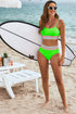 Retro Striped Patchwork High Waisted Spaghetti Strap Bikini Swimsuit Set