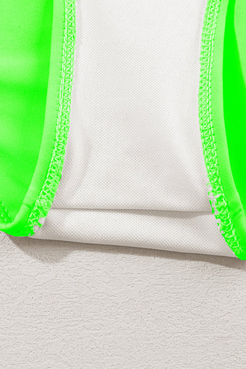 Retro Striped Patchwork High Waisted Spaghetti Strap Bikini Swimsuit Set