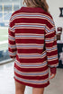Retro Striped Polo Collar Long Sleeve Shift Mini Dress