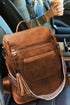 Retro Tassel Fringe Faux Leather Bucket Style Backpack