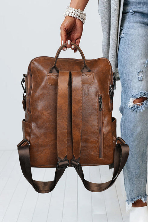 Retro Tassel Fringe Faux Leather Bucket Style Backpack