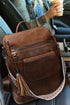 Retro Tassel Fringe Faux Leather Bucket Style Backpack