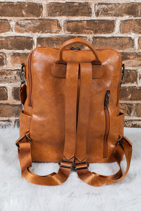 Retro Tassel Fringe Faux Leather Bucket Style Backpack