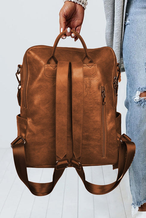 Retro Tassel Fringe Faux Leather Bucket Style Backpack