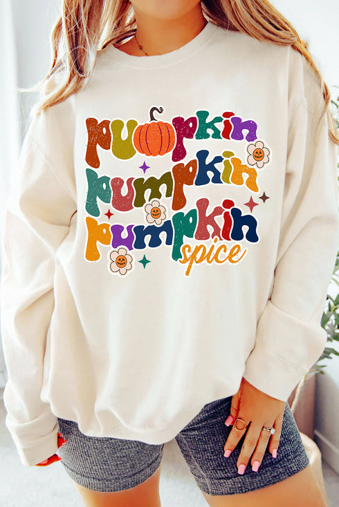 Retro Typography Graphic Print Crew Neck Pullover Sweatshirt
