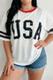 Retro USA Striped Trim Short Sleeve Graphic Tee