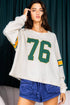 Retro Varsity Graphic Print V Neck Long Sleeve Top