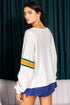 Retro Varsity Graphic Print V Neck Long Sleeve Top