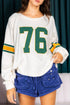 Retro Varsity Graphic Print V Neck Long Sleeve Top