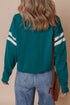 Retro Varsity Sleeve Stripe Drop Shoulder Cropped Pullover Sweatshirt