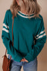 Retro Varsity Sleeve Stripe Drop Shoulder Cropped Pullover Sweatshirt