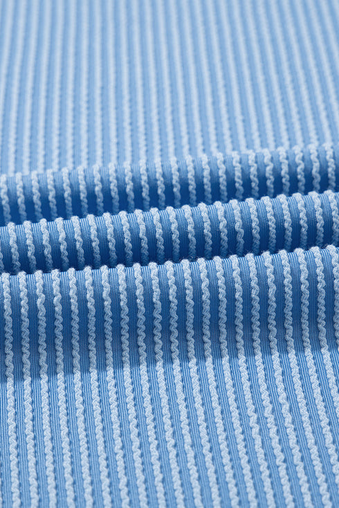 Retro Vibe Contrast Trim Corded Knit Short Sleeve Top