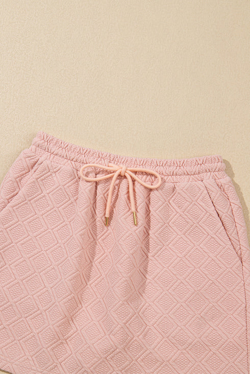 Retro Vibe Textured Zip Neck Collared Top Mini Skirt Set