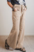 Retro Washed Drawstring High Waist Wide Leg Western Pants