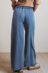 Retro Washed Drawstring High Waist Wide Leg Western Pants
