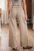 Retro Washed Drawstring High Waist Wide Leg Western Pants