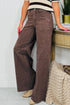 Retro Washed Patch Pocket Wide Leg Jeans