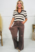Retro Washed Patch Pocket Wide Leg Jeans