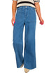 Retro Washed Patch Pocket Wide Leg Jeans
