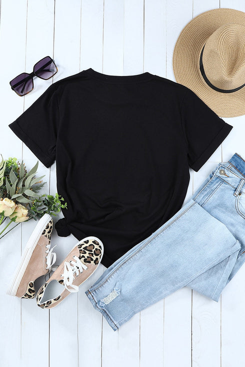 Retro Wavy Text Graphic Print Jersey Tee Shirt