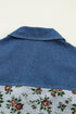 Retro Western Floral Print Patchwork Polo Collar Shirt