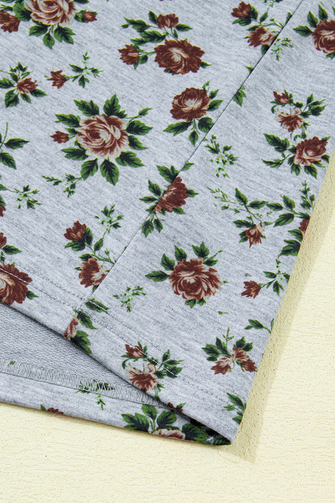 Retro Western Floral Print Patchwork Polo Collar Shirt