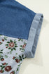 Retro Western Floral Print Patchwork Polo Collar Shirt