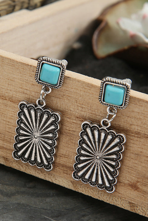 Retro Western Geometric Stone Alloy Stud Earrings