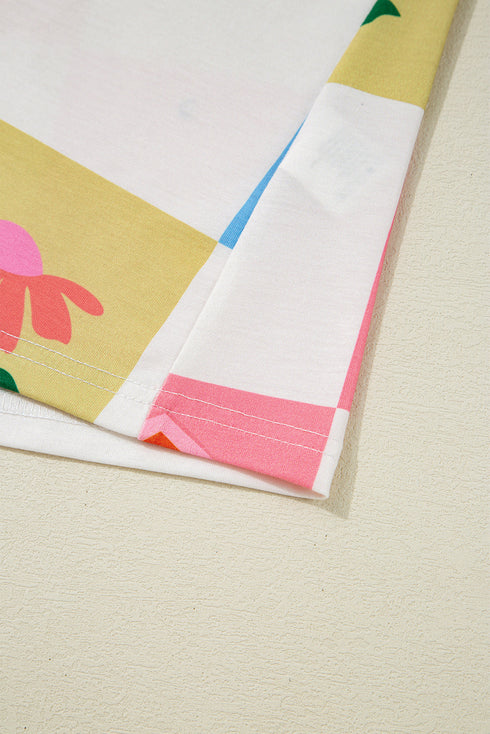 Retro Western Graphic Checkerboard Print Short Sleeve Tee