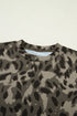 Retro Western Leopard Print Mock Neck Slim Tee
