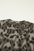 Retro Western Leopard Print Mock Neck Slim Tee