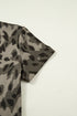 Retro Western Leopard Print Mock Neck Slim Tee