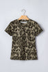 Retro Western Leopard Print Mock Neck Slim Tee