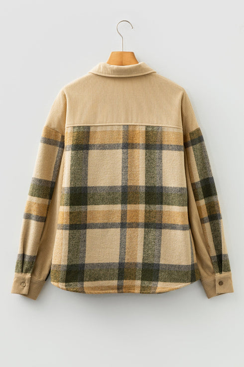Retro Western Patchwork Corduroy Plaid Shacket
