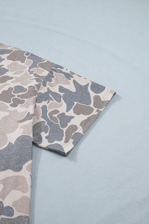 Retro Western Style Camouflage Print Tee
