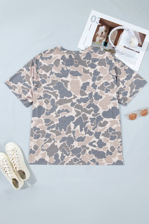 Retro Western Style Camouflage Print Tee