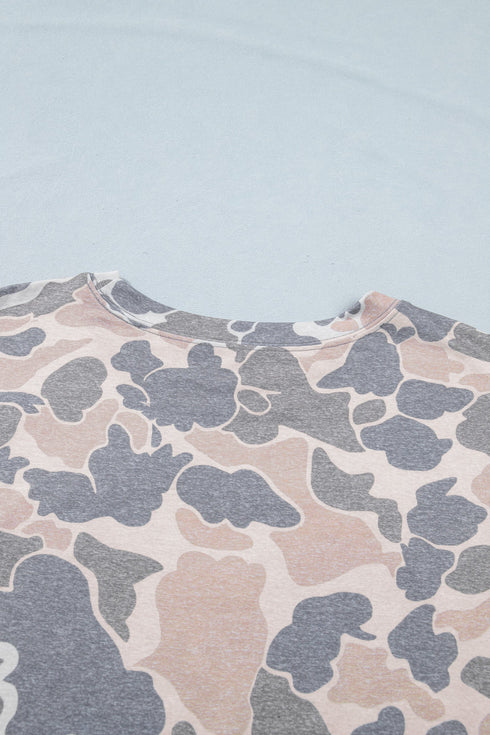 Retro Western Style Camouflage Print Tee