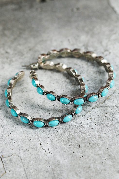 Retro Western Style Gem Inlay Alloy C Shape Earrings