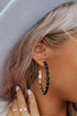 Retro Western Style Gem Inlay Alloy C Shape Earrings