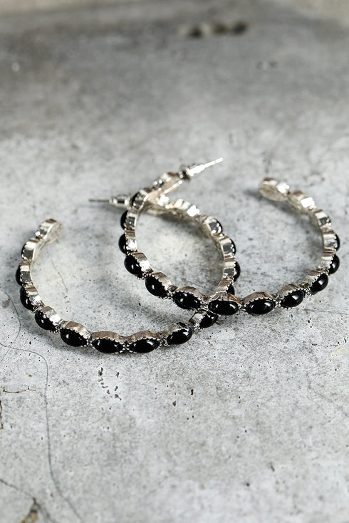 Retro Western Style Gem Inlay Alloy C Shape Earrings