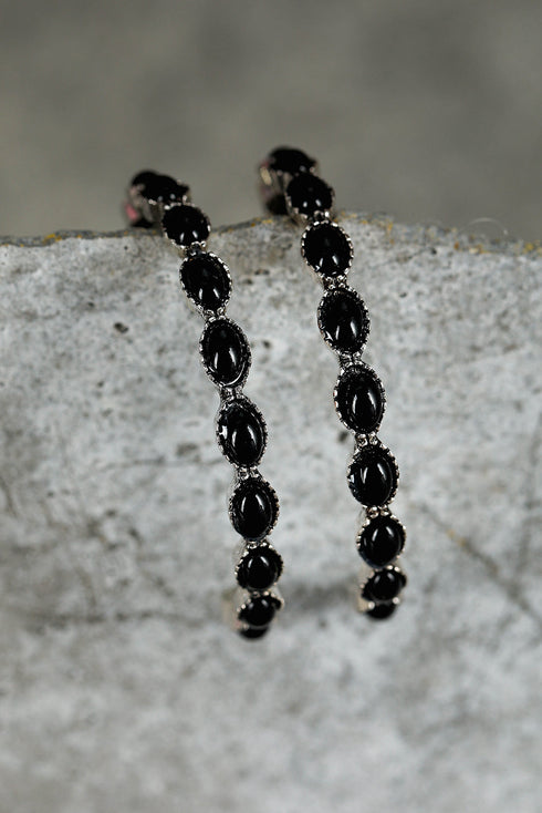 Retro Western Style Gem Inlay Alloy C Shape Earrings