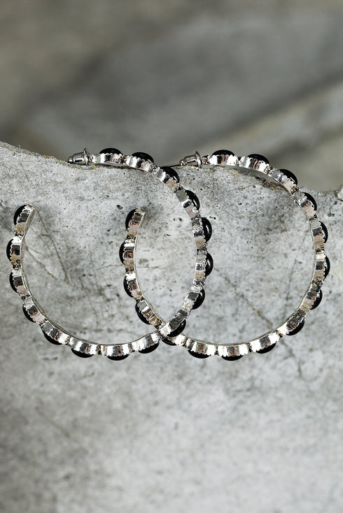 Retro Western Style Gem Inlay Alloy C Shape Earrings