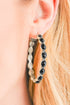 Retro Western Style Gem Inlay Alloy C Shape Earrings