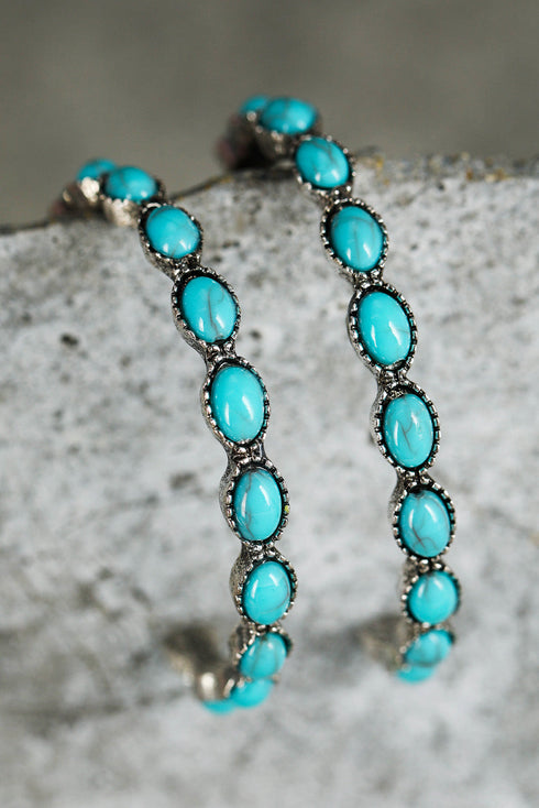 Retro Western Style Gem Inlay Alloy C Shape Earrings